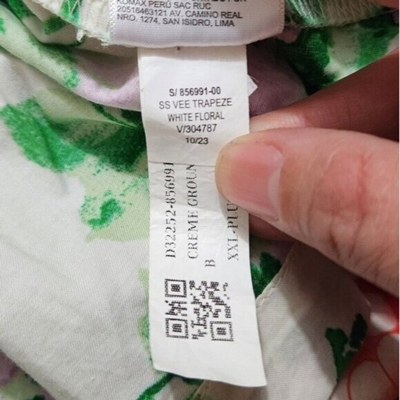 Old Navy SS trapeze white floral Peplum Blouse womens size 2X - Picture 7 of 7